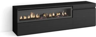 Tv-meubel met haard - Lowboard kast - 150x45x35cm - Zwart