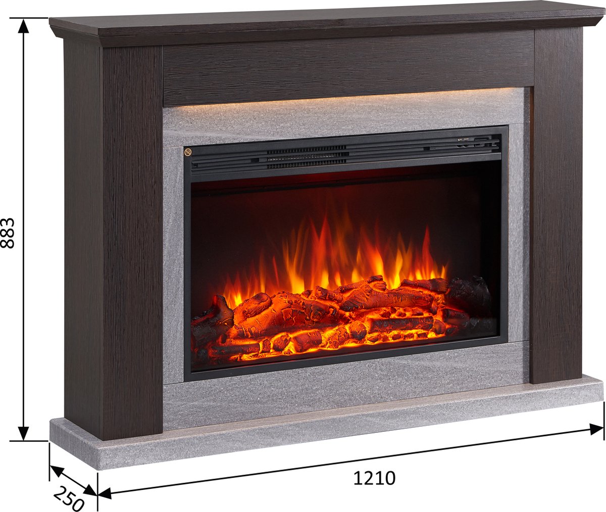 Typhon Elektrische Sfeerhaard Donkerbruin 121x25x88.3 cm