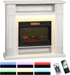 Verstelbare elektrische haard, houtkleur, 105 × 27 × 97 cm
