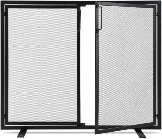 Vonk Guard Openhaardscherm 2-deurs Zwart