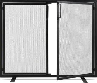 Vonk Guard Openhaardscherm 2-deurs Zwart