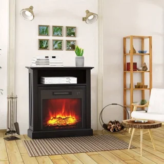 Vrijstaande Elektrische Haardkachel Zwart met Mantel