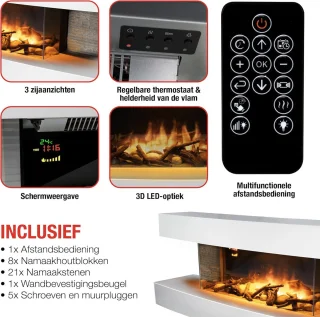 Vrijstaande Elektrische Sfeerhaard met Schouw – Wit