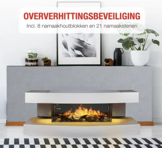 Vrijstaande Elektrische Sfeerhaard met Schouw – Wit