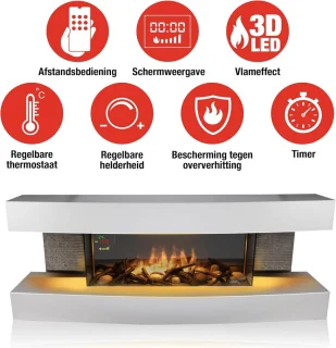 Vrijstaande Elektrische Sfeerhaard met Schouw – Wit