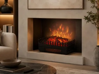 Vrijstaande elektrische sfeerhaard van hout