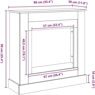 Wandhaard omranding Zwart MDF 90x30x90 cm
