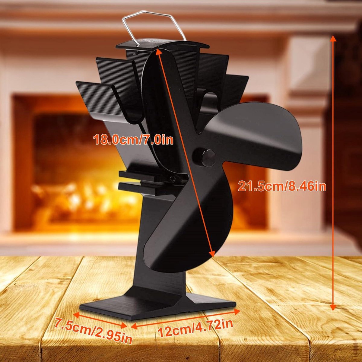 Warmteaangedreven kachelventilator 3 bladen houtkachel