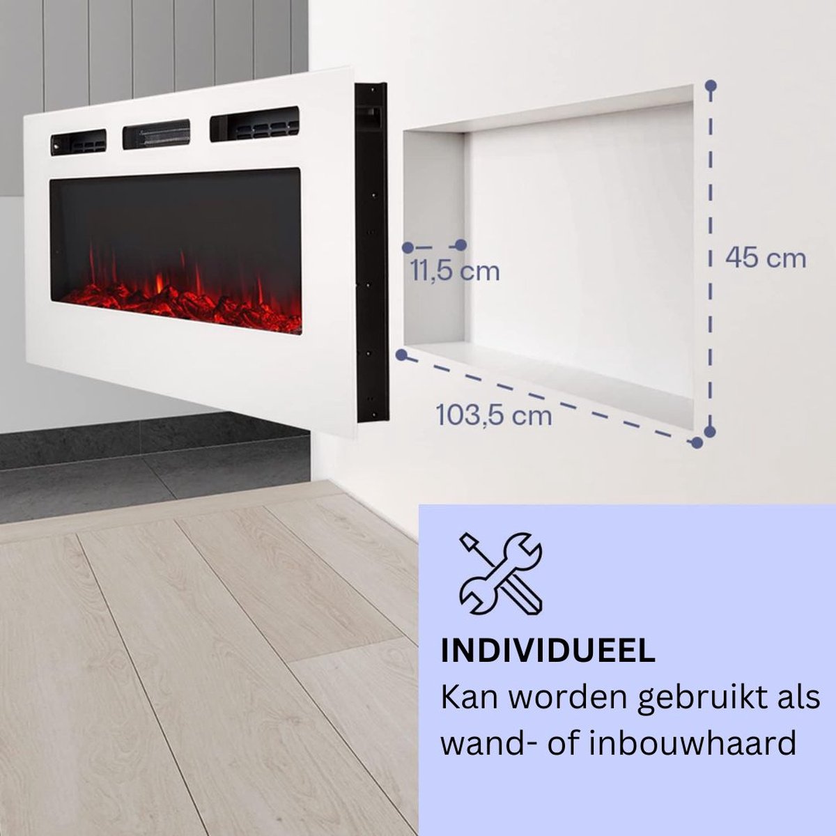 White-label® Elektrische Tafelhaard 127x13x47cm Wit