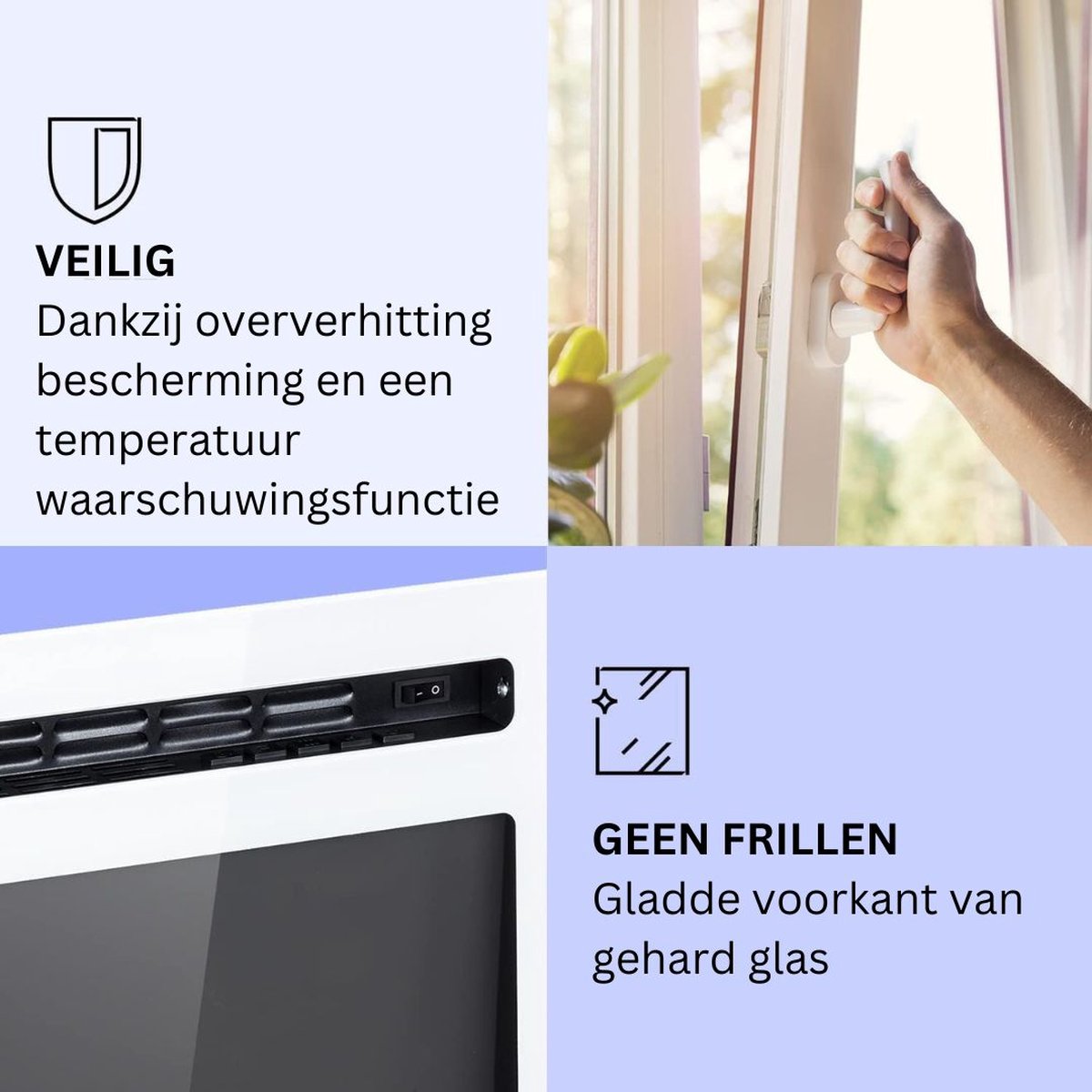 White-label® Elektrische Tafelhaard 127x13x47cm Wit