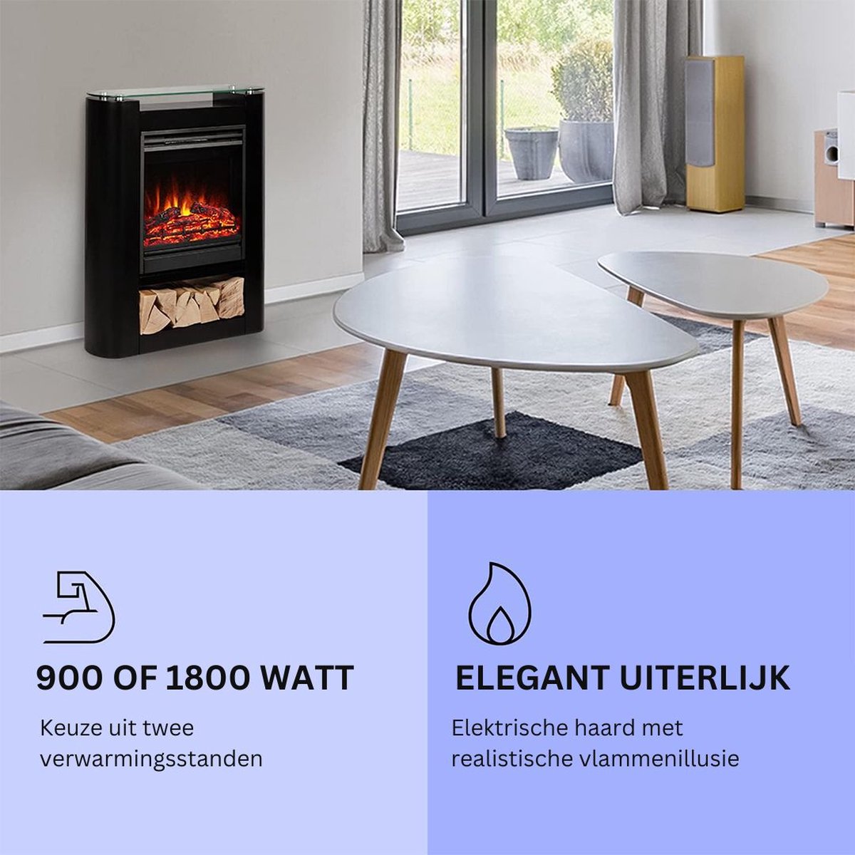 White-label Elektrische Tafelhaard 60x20x80 cm Zwart