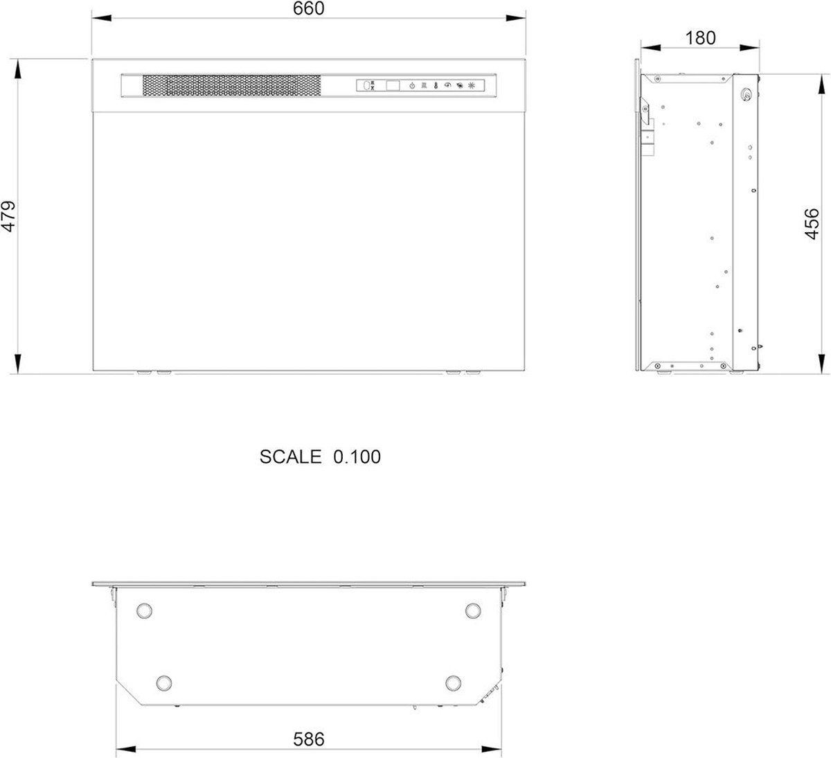 White-label Elektrische Tafelhaard 60x45x20cm Zwart