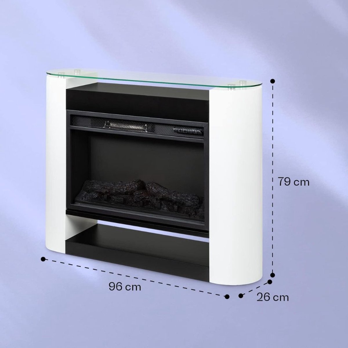 White-label® Sfeerhaard Elektrisch 96x26x79cm Wit