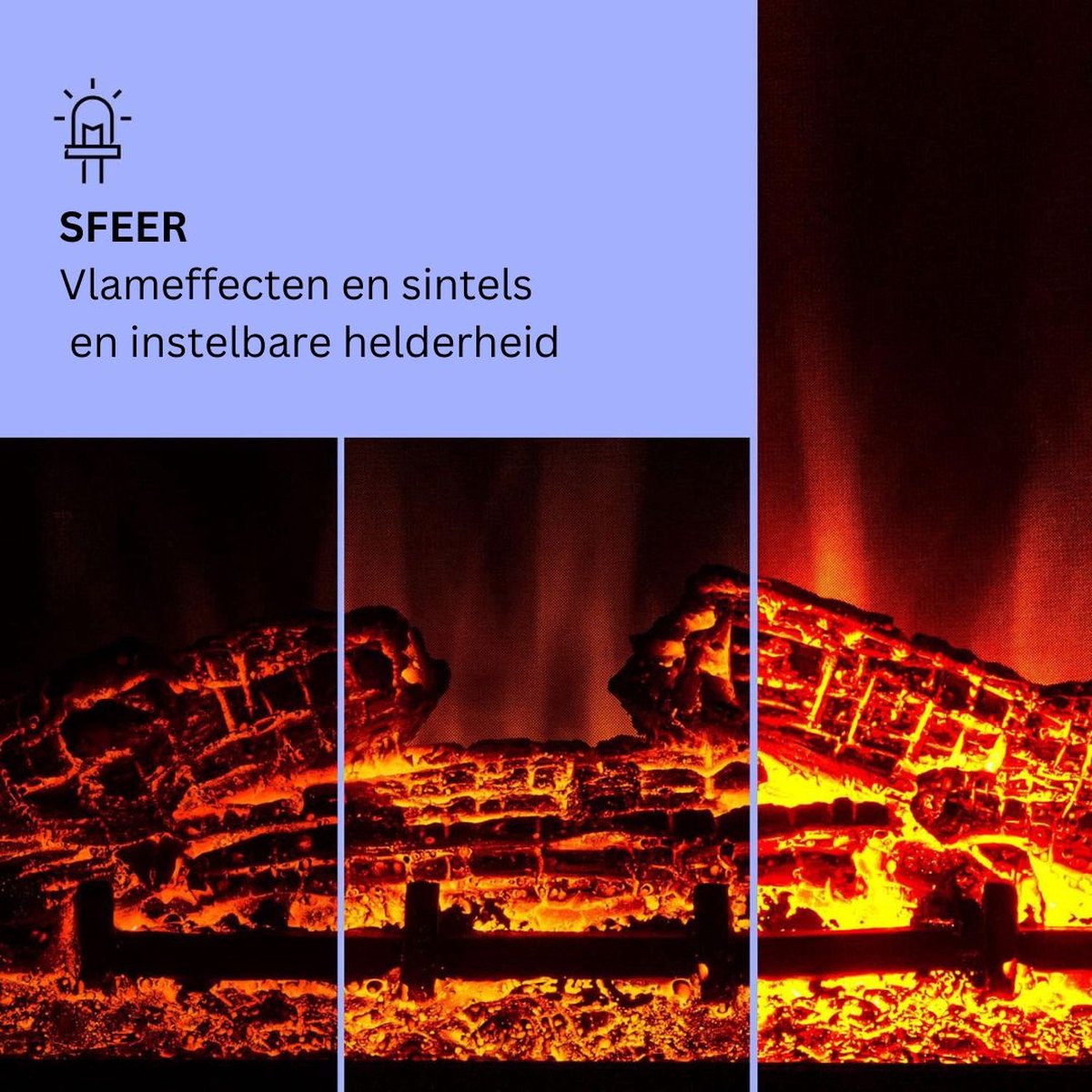 White-label® Sfeerhaard Elektrisch 96x26x79cm Wit