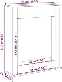 Witte schouwombouw 75 x 20 x 87,5 cm