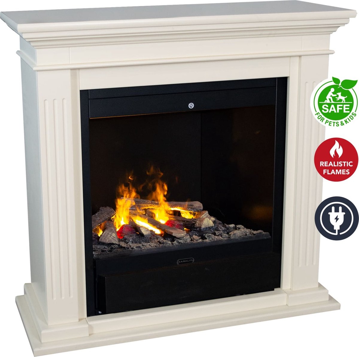 Xaralyn Cadiz MDF elektrische haard met Albany haardombouw wit