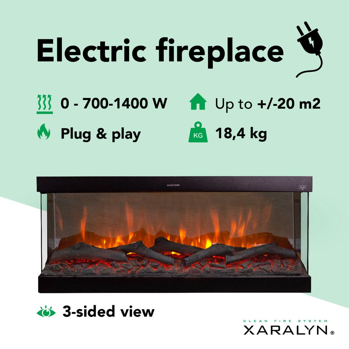 Xaralyn Disegno 120XLW elektrische wandhaard wit