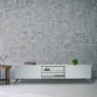 Xaralyn Elin TV-meubel met elektrische Opti-Myst haard Cinewall wit