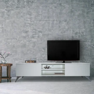 Xaralyn Elin TV-meubel met elektrische Opti-Myst haard Cinewall wit