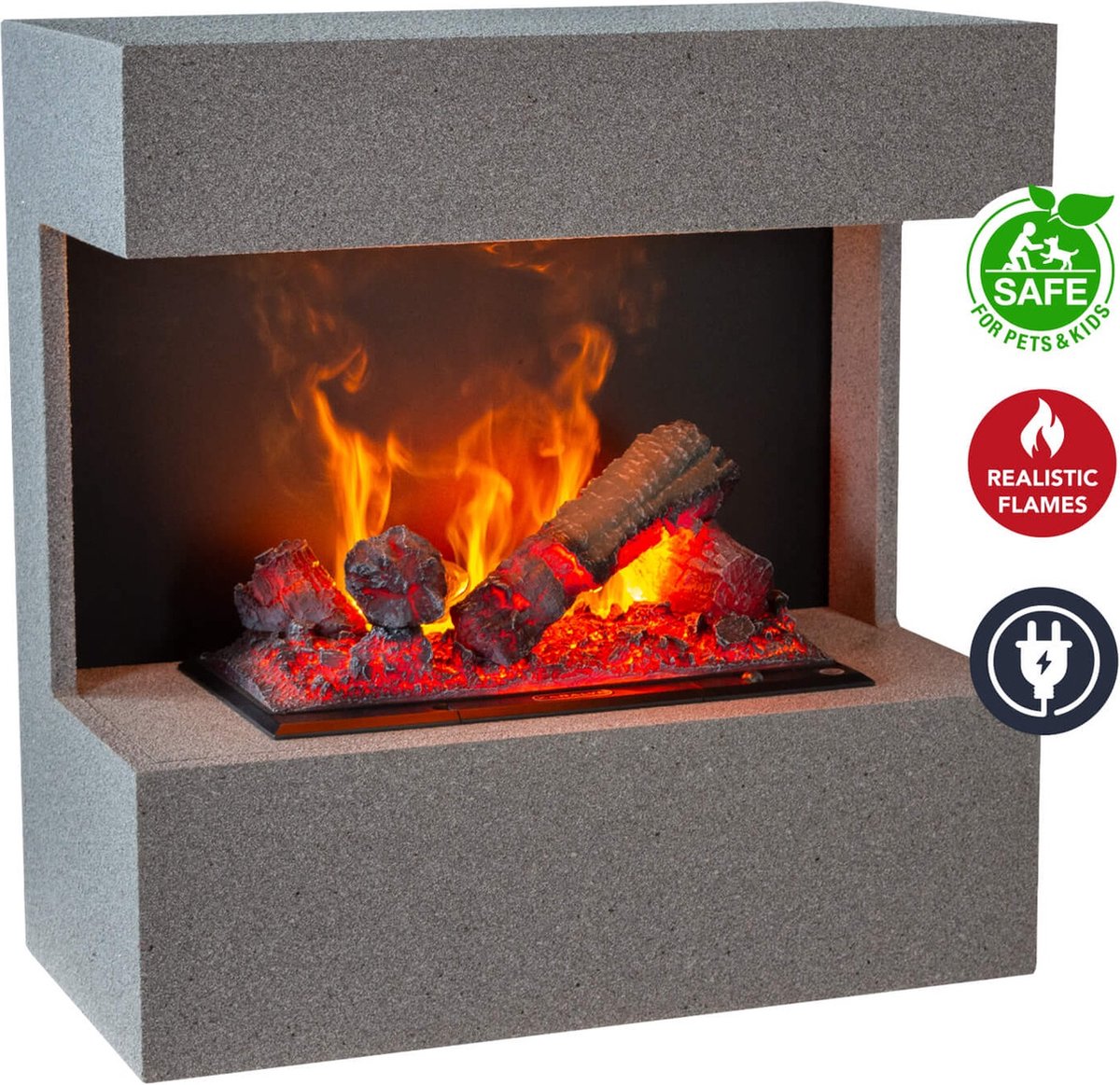 Xaralyn Nova EC elektrische wandhaard betonlook met Opti-Myst cassette 400