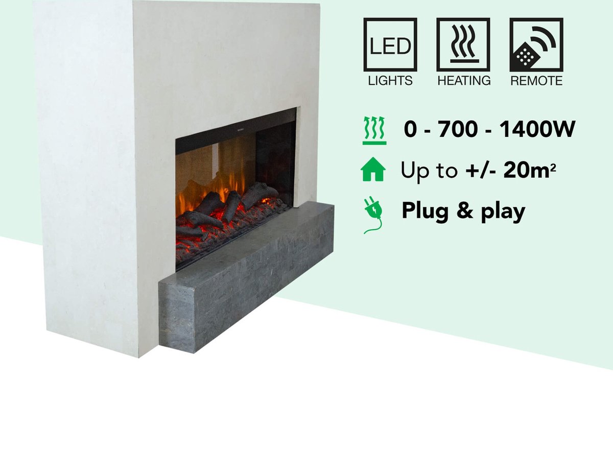 Xaralyn Santos EL90 elektrische open haard wit natuursteen