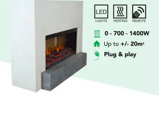 Xaralyn Santos EL90 elektrische open haard wit natuursteen