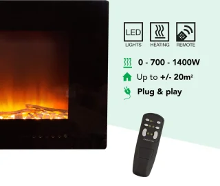 Xaralyn Trivero 130 elektrische wandhaard zwart glas 127 cm