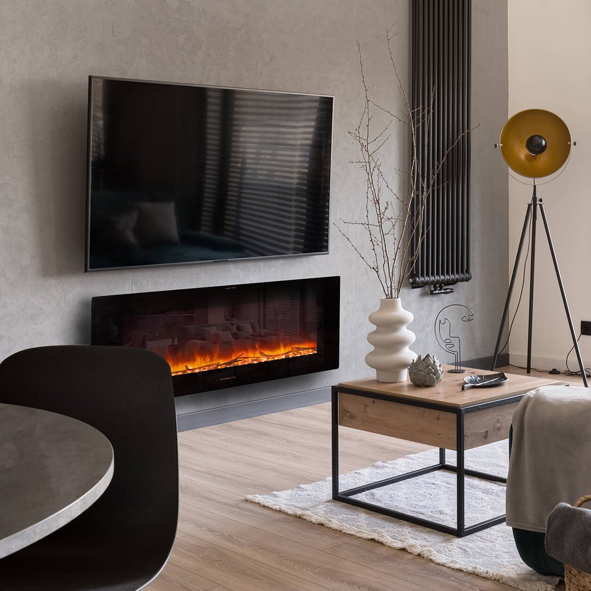 Xaralyn Trivero 130 elektrische wandhaard zwart glas 127 cm