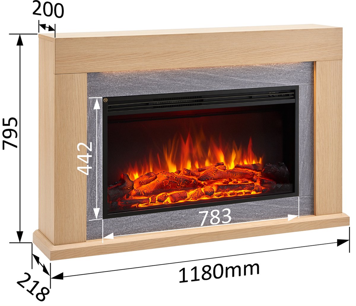 Xenia Elektrische Sfeerhaard Lichtbruin 25x120x82 cm