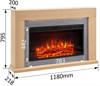 Xenia Elektrische Sfeerhaard Lichtbruin 25x120x82 cm