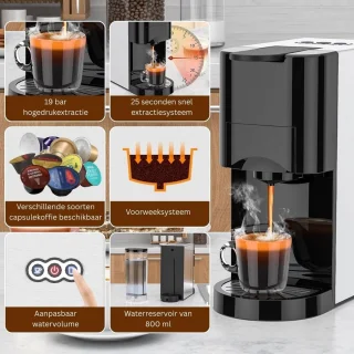 CLVP® Espressomachine - Koffiezetapparaat - Koffiemachines - Zwart en Grijs