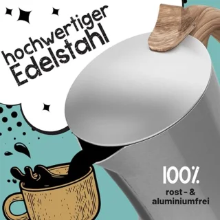 Premium espressomachine voor 4 kopjes, 200 ml, roestvrij staal, mokkakan, espressokan geschikt voor alle warmtebronnen en vaatwasmachinebestendig