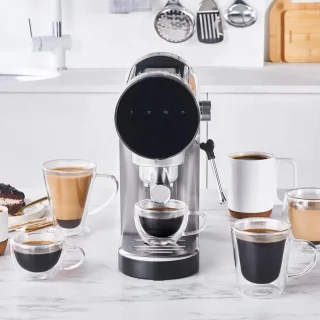 Lopoleis® Barista Espressomachine – Pistonmachine met 20 Bar druk– RVS Koffiemachine melkopschuimer – Brushed Stainless Steel
