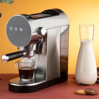 Lopoleis® Barista Espressomachine – Pistonmachine met 20 Bar druk– RVS Koffiemachine melkopschuimer – Brushed Stainless Steel