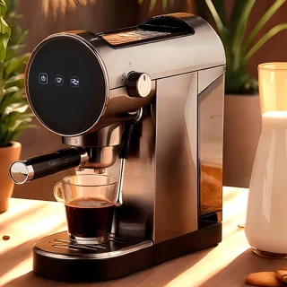 Lopoleis® Barista Espressomachine – Pistonmachine met 20 Bar druk– RVS Koffiemachine melkopschuimer – Brushed Stainless Steel