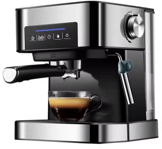 J&R Espresso apparaat - LCD touch espresso koffiemachine- Met Semi-Automatische pomp en melkopschuimer - Koffiezetapparaat- Zilverkleurig - Voor gemalen koffie
