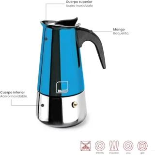 Espressomachine voor 2 kopjes, 100 ml - Roestvrij Staal, Geschikt voor Inductie