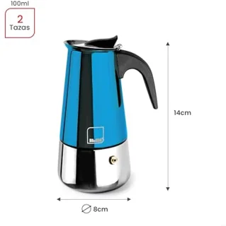 Espressomachine voor 2 kopjes, 100 ml - Roestvrij Staal, Geschikt voor Inductie