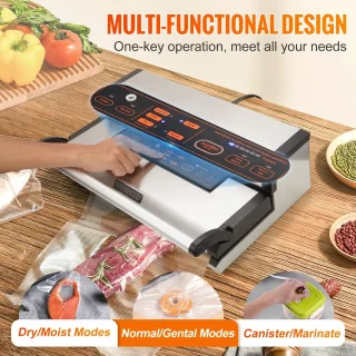 Multifunctionele automatische vacuümverpakker met zakrol en snijder – perfect voor thuisgebruik.