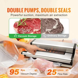Multifunctionele automatische vacuümverpakker met zakrol en snijder – perfect voor thuisgebruik.