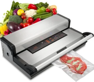 Multifunctionele automatische vacuümverpakker met zakrol en snijder – perfect voor thuisgebruik.