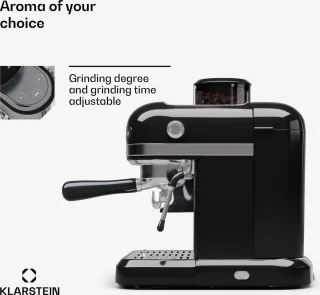 Klarstein Espresso Portafiltermachine met Melkopschuimer - 4 Liter - Retro Mini-Espressomachine - Filterhouder - 1550W - Koffiezetapparaat - Melktank - Cappuccino - Zwart