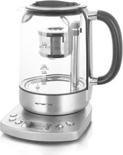 Volautomatische glazen theemaker met temperatuurselectie en automatische zeef