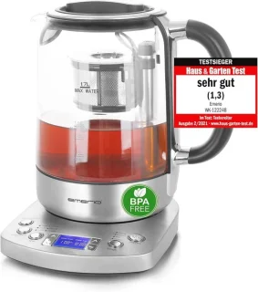 Volautomatische glazen theemaker met temperatuurselectie en automatische zeef