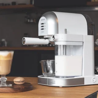 Cecotec Halfautomatische koffie Power Instant-ccino 20 Chic Serie Bianca. voor gemalen en capsulekoffie, 20 repen, melktank 0,7
