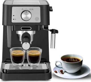 White-Label® Espressomachine - Koffiezetapparaat - Koffiemachines - Zwart en Zilver