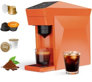 4-in-1 koffiemachine in levendig oranje