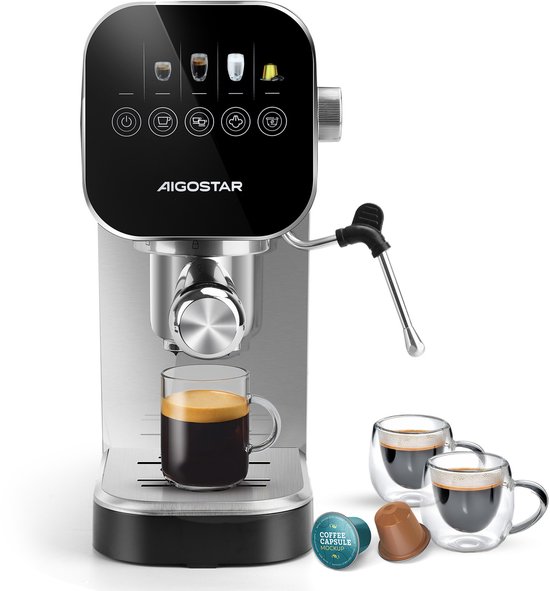 Aigostar Espressomachine 20 Bar Piston 2-kops Zilver review