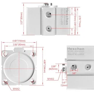 Aluminium pneumatische luchtcilinder 20 x 100 mm 3/8 PT