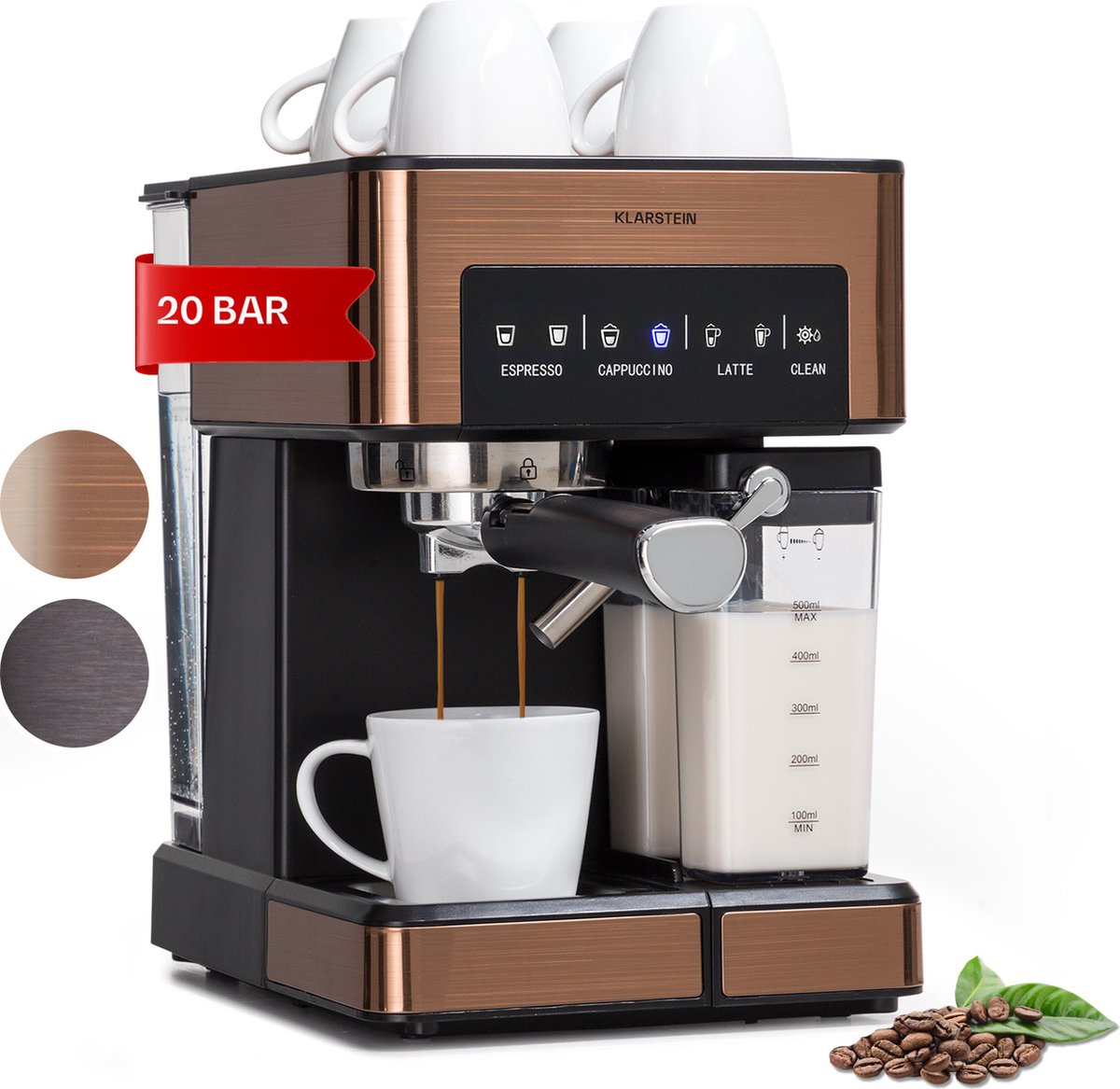De Arabica Comfort Espressomachine 1350W 20 Bar Koper in één oogopslag